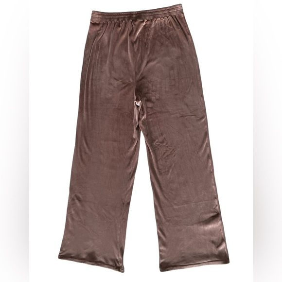 SKIMS Lounge Velour Wide Leg Pants Size Large Color Sienna/Brown - Picture 3 of 7